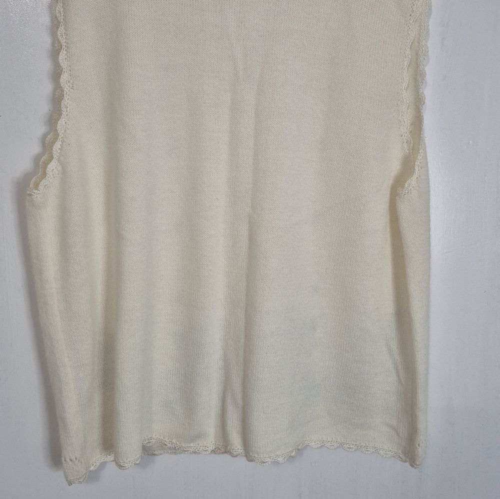 Koret Cream Embroidered Floral Knit Sweater Vest Size XL - Picture 7 of 13